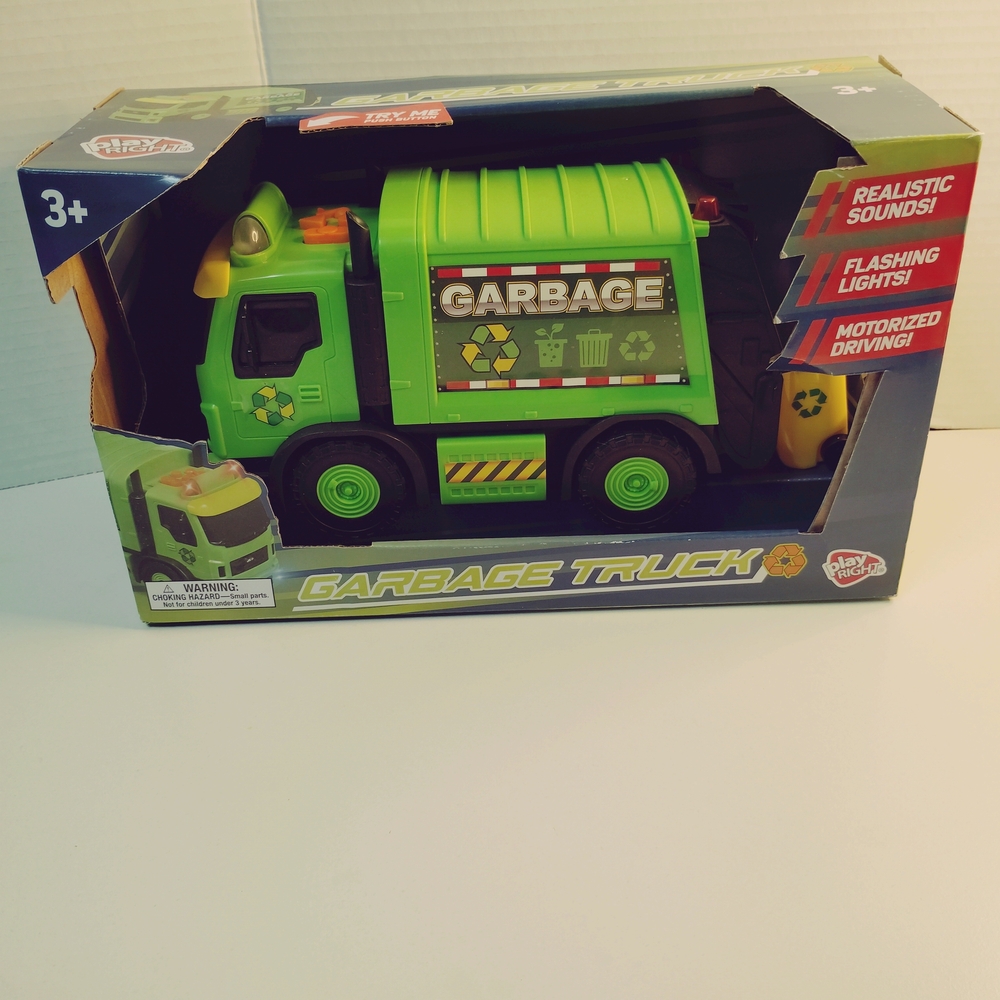 Bright Green Garbage Truck Toy with Lights & Sounds - Play Truck